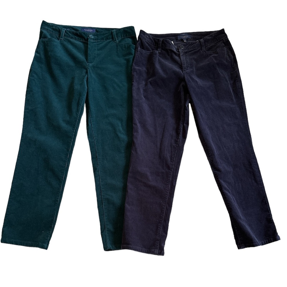Bundle Talbots Women's Curvy 4 Pocket Corduroy Pants  Green Galaxy Black Sz 8p
